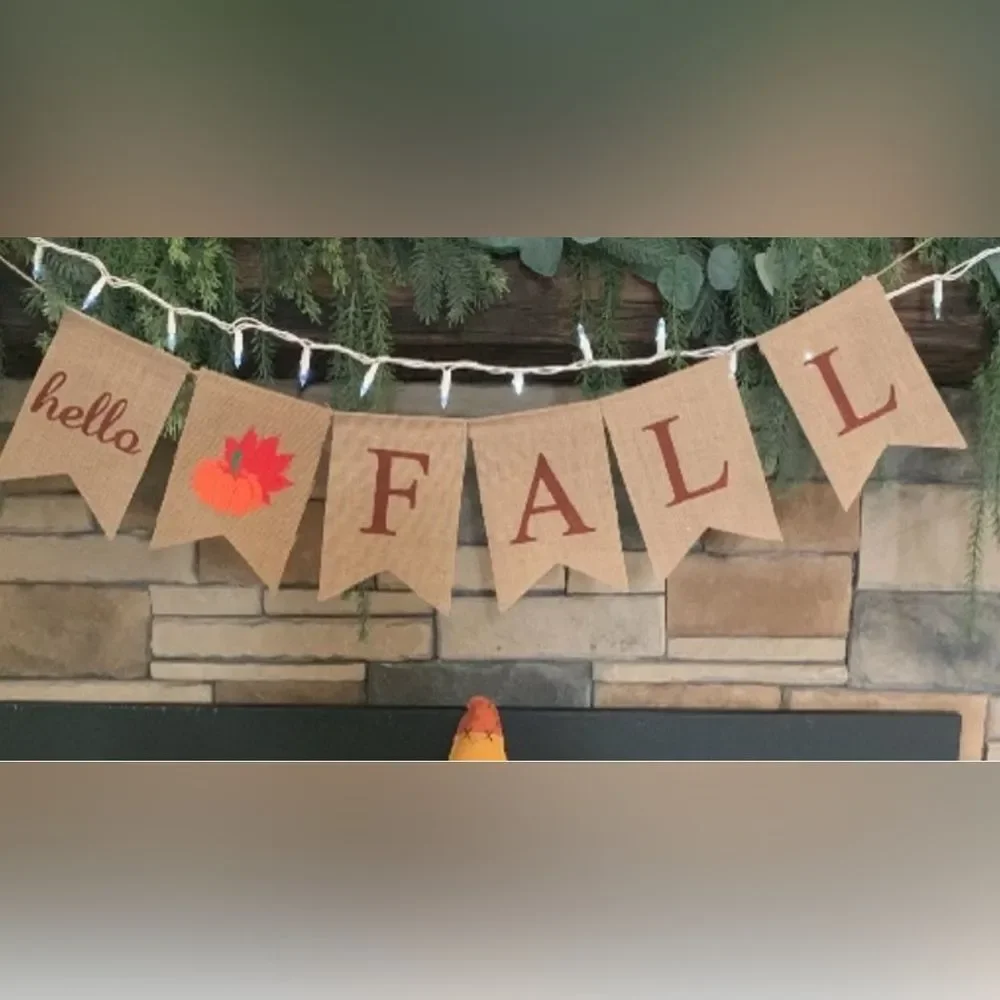 Hello Fall Burlap Banner High Quality Turkey Fall Thanksgiving Decoration New